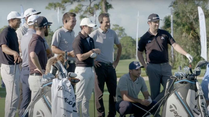 Die besten Golfer der Welt amüsieren sich beim Drive Contest. (Foto: Youtube/TaylorMade Golf)