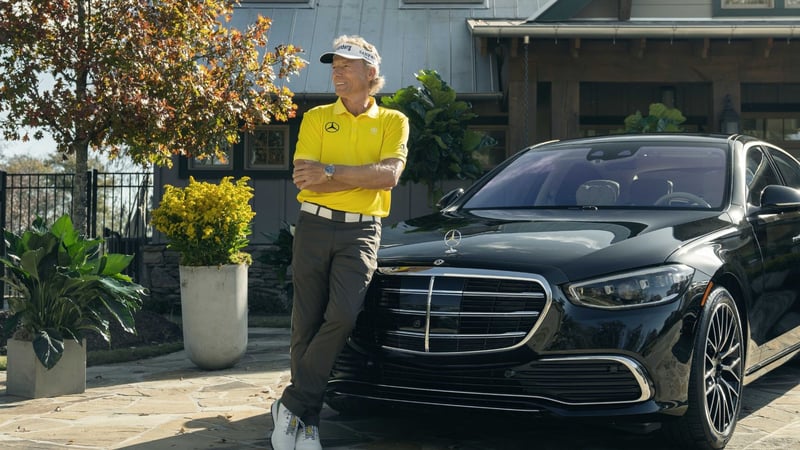 Bernhard Langer im Interview nach der zweiten Runde des US Masters 2020. (Foto: Clint Davis/MB USA)