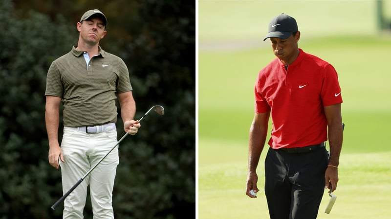 McIlroys' und Woods' Reaktionen auf die verhauenen Schläge (Foto: Getty)