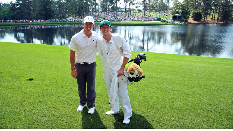 Niall Horan war 2015 als Caddy für Rory McIlroy beim Par-3-Contest des US Masters im Einsatz. (Foto: Getty)