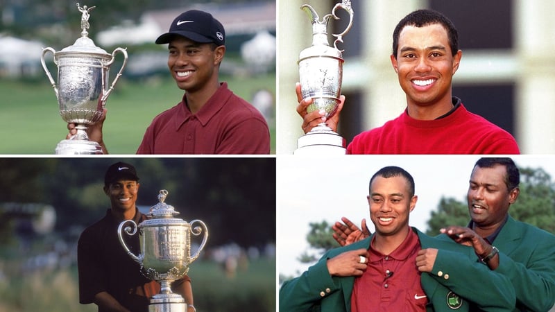 US Open, Open Championship, PGA Championship und Masters: Tiger Woods gewann alle vier Majors hintereinander. (Foto: Getty)