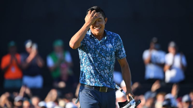 Collin Morikawa kann sein Glück kaum fassen. Der 24-Jährige gewinnt bei seinem Debüt die British Open. (Foto: Getty)