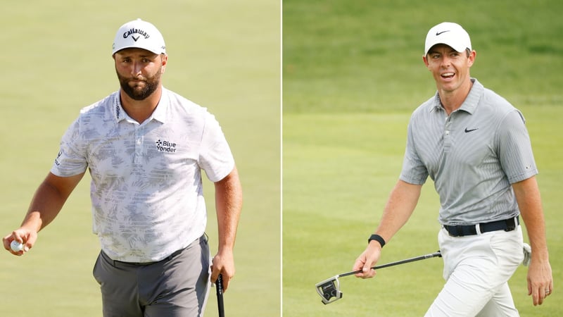 Jon Rahm (li.) und Rory McIlroy teilen sich nach der ersten Runde der BMW Championship auf der PGA Tour die Führung. (Foto: Getty)