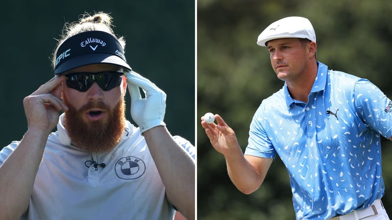 Haben sich unter die besten 16 bei der Professional Long Drivers Championship gespielt: Martin Borgmeier (li.) und Bryson DeChambeau. (Foto: Getty)