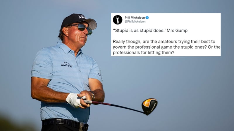 Phil Mickelson macht seinem Ärger auf Twitter Luft. (Foto: Getty/ Twitter @philmickelson)