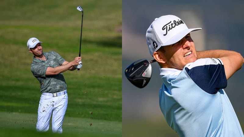 Paul und Schneider heute jeweils auf Bahn 14 des T-Golf & Country Club Poniente. (Foto: Getty)