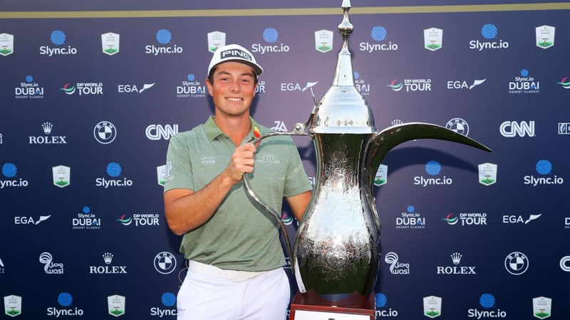 Viktor Hovland nach seinem ersten Sieg in diesem Jahr auf der DP World Tour. (Foto: Getty)