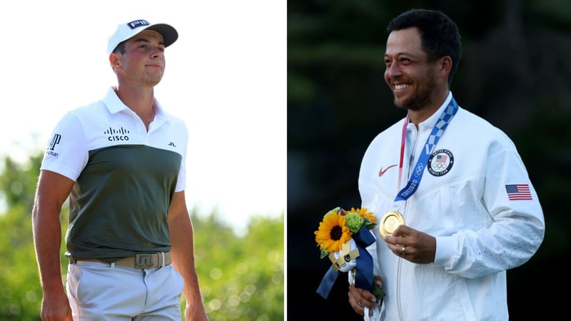 Viktor Hovland und Xander Schauffele vor dem Start der PGA Tour. (Foto: Getty)