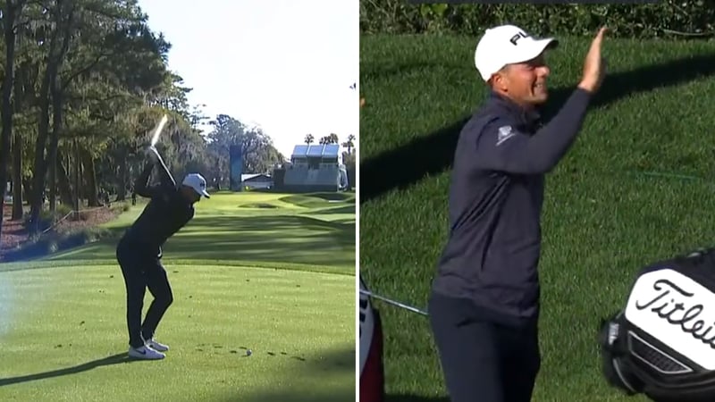 Viktor Hovland mit dem nächsten Hole-in-One bei der Players Championship auf der PGA Tour. (Foto: Screenshot Twitter/@PGATOUR)