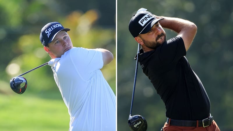 Sepp Straka und Stephan Jäger schlagen bei der Players Championship ab. (Foto: Getty)