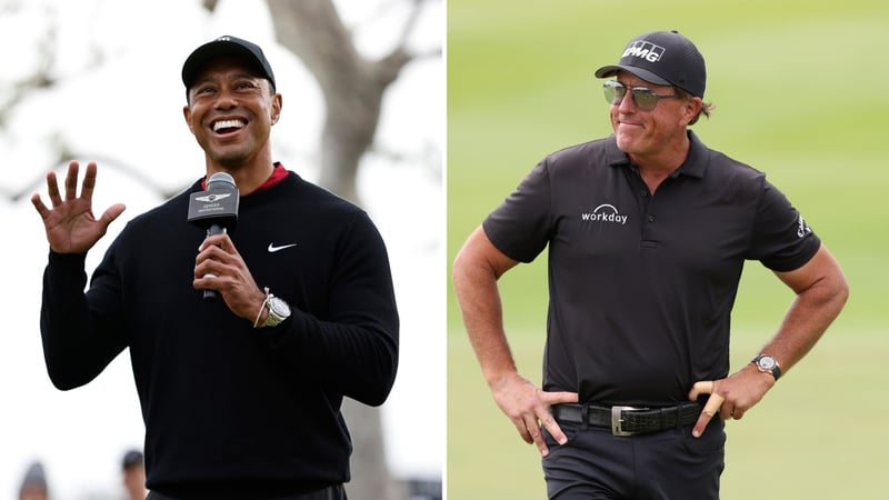 Hat gut Lachen: Tiger Woods (li.) gewinnt PIP vor Phil Mickelson (re.) (Foto: Getty)