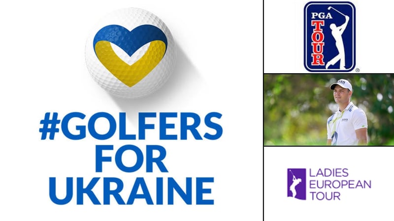 Die PGA Tour, Ladies European Tour und viele Spieler, u.a. Martin Kaymer unterstützen die Hilfsaktion #golfersforukraine. (Fotos: Facebook/Getty)