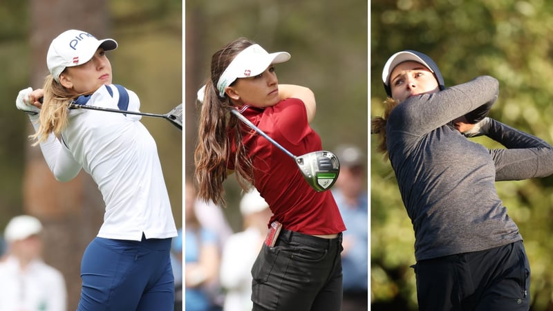 Emma Spitz, Aline Krauter und Paula Schulz-Hanßen (v.l.n.r.) in der Finalrunde des Augusta National Women's Amatuer. (Foto: Getty)