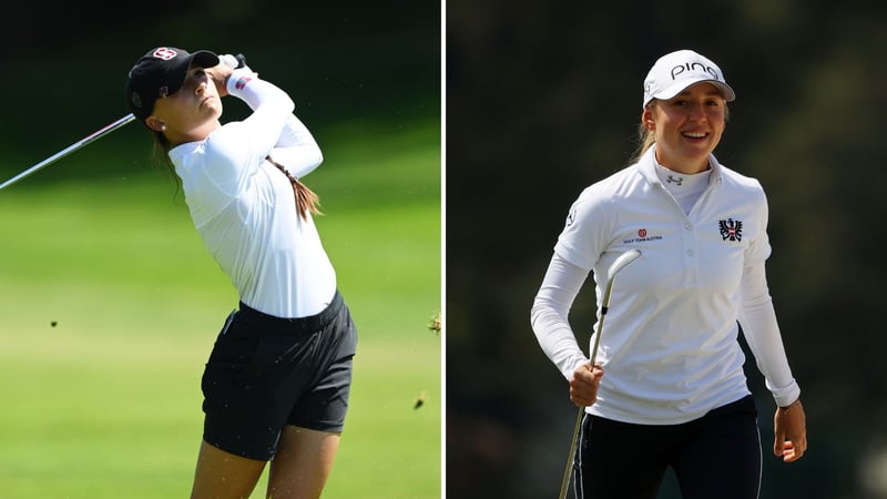 Beim Augusta National Women's Amateur nur einen Schlag auseinander: Aline Krauter (li.) und Emma Spitz (re.). (Foto: Getty)