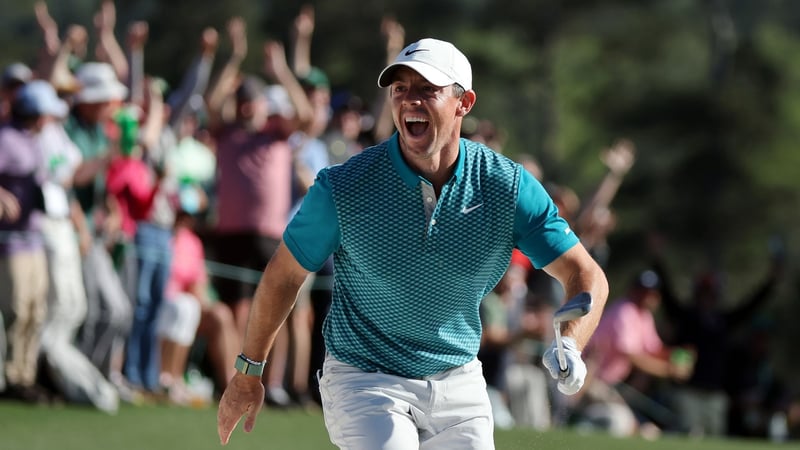 Rory McIlroy hatte am Finaltag des US Masters 2022 sichtlich Spaß und krönte seine Runde mit einem Hole-Out auf der 18 aus dem Bunker. (Foto: Getty)