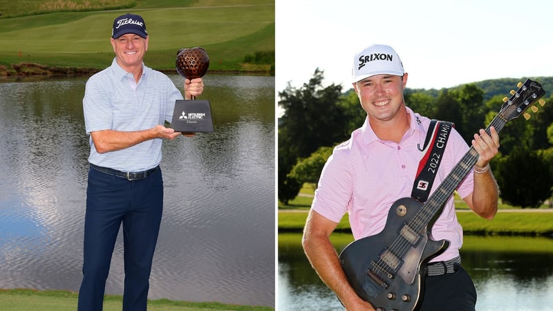 Steve Flesch (li.) gewinnt auf der Champions Tour - Brent Grant (re.) feiert auf der Korn Ferry Tour seinen Premierensieg (Fotos: Getty).