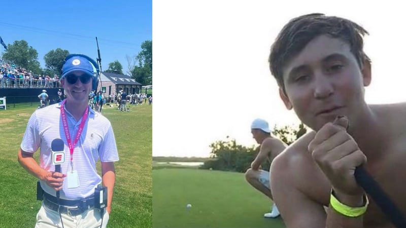 Vom Spring Break zum PGA Championship Reporter. (Foto: Instagram.com/@smyliekaufman10 & Twitter.com/@NoLayingUp)