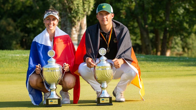 Tim Wiedemeyer (Junior Team Germany) und die Französin Nastasia Nadaud freuen sich bei der Germany Boys & Girls Open über ihre Siege. (Foto: DGV)