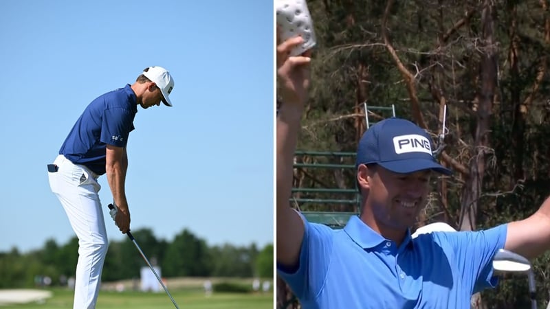 Victor Perez mit dem Hole-in-One bei der Porsche European Open 2022. (Foto: Getty/ Twitter @DPWorldTour)