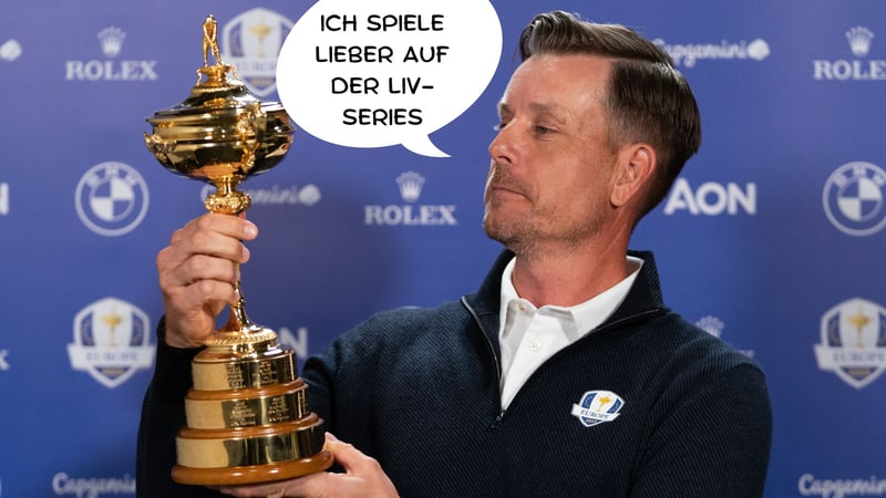 Henrik Stenson und die Ryder-Cup-Trophäe. (Foto: Getty)