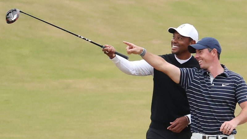 Tiger Woods (links) und Rory McIlroy bei der Open Championship 2022. (Foto: Getty)