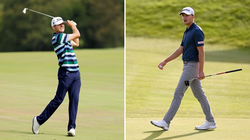 Während Yannik Paul (li.) den besten deutschen Start auf der DP World Tour erwischte, eröffnete der Däne Rasmus Hojgaard (re.) das Turnier mit geteiltem Platzrekord. (Fotos: Getty)