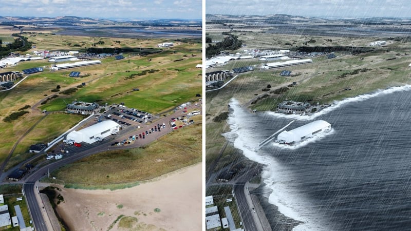 So könnte der Old Course unter dem Klimawandel leiden. (Fotos: Facebook.com/@bunkered)