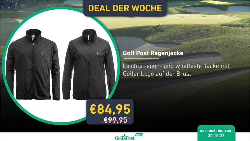 Deal der Woche: Die Golf Post Regenjacke jetzt im Angebot sichern.