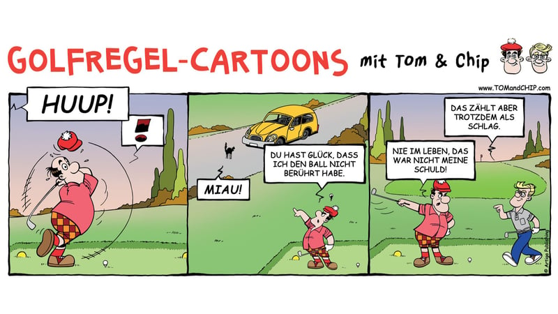 Golfregel-Cartoon: Wann zählt ein Schlag als Schlag?