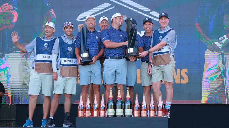 Der Crushers GC mit Kapitän Bryson DeChambeau bejubelt den Sieg in der LIV Golf League. (Foto: Getty)