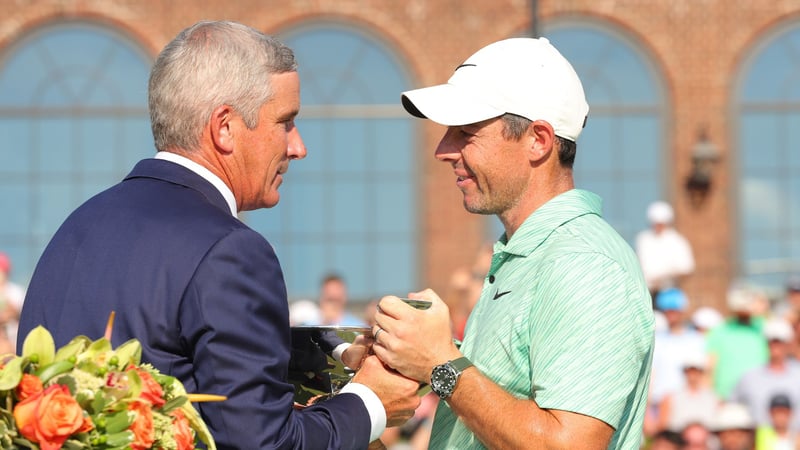 Zwei Antreiber der Änderungen auf der PGA Tour: Commissioner Jay Monahan (li.) und Rory McIlroy. (Foto: Getty)