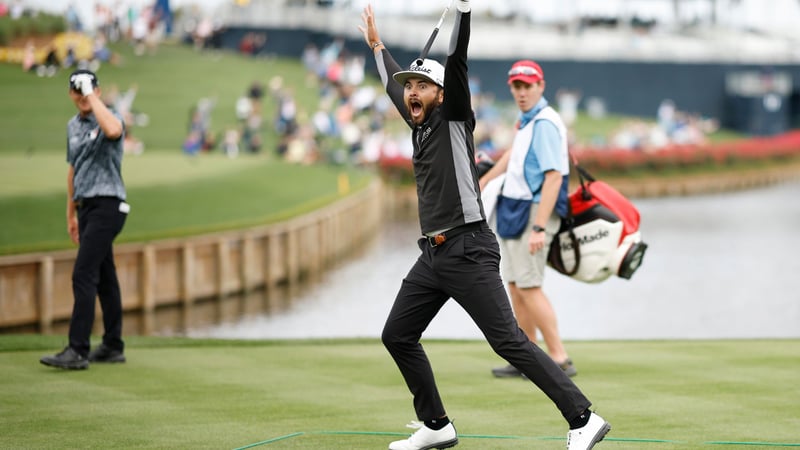 Hayden Buckley mit einem Hole in One an Loch 17 der Players Championship. (Foto: Getty)