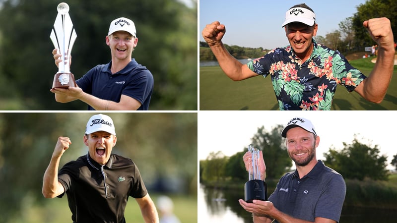 Nick Bachem, Marcel Siem, Yannik Paul und Max Kieffer bei ihren Siegen auf der European Tour. (Foto: Getty)