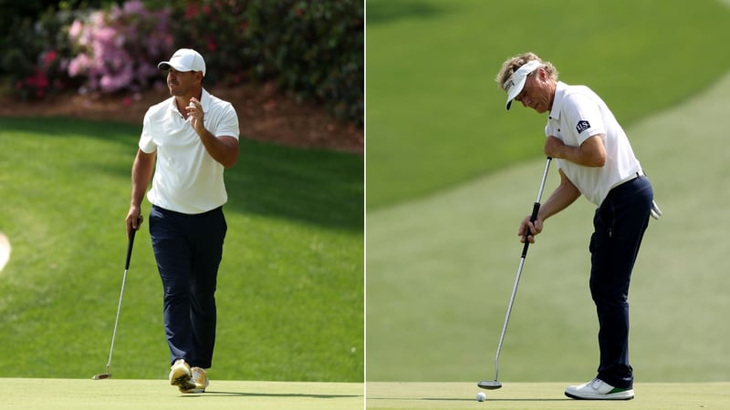 Brooks Koepka (links) spielt beim US Masters 2023 stark auf. Bernhard Langer zittert um den Cut. (Foto: Getty)