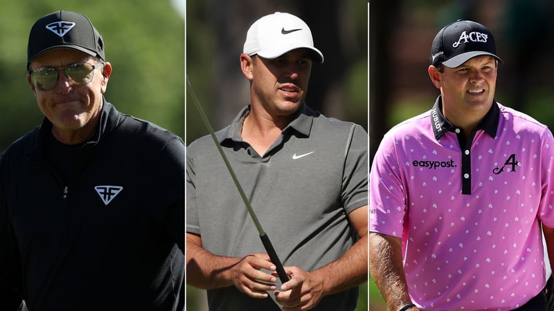 Phil Mickelson (links), Brooks Koepka (mitte) und Patrick Reed beim US Masters 2023. (Foto: Getty)