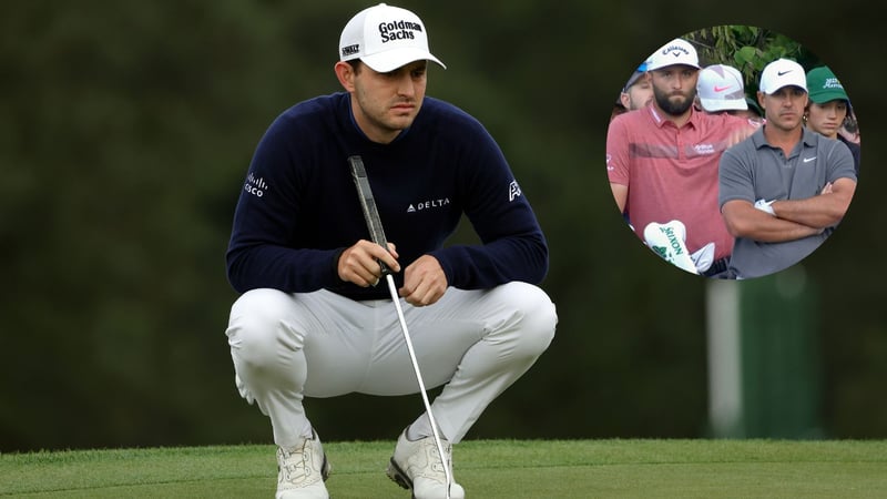 Patrick Cantlay hielt Jon Rahm und Brooks Koepka beim US Masters 2023 auf. (Foto: Getty; kleines Bild: Twitter:com/MMcEwanGolf)