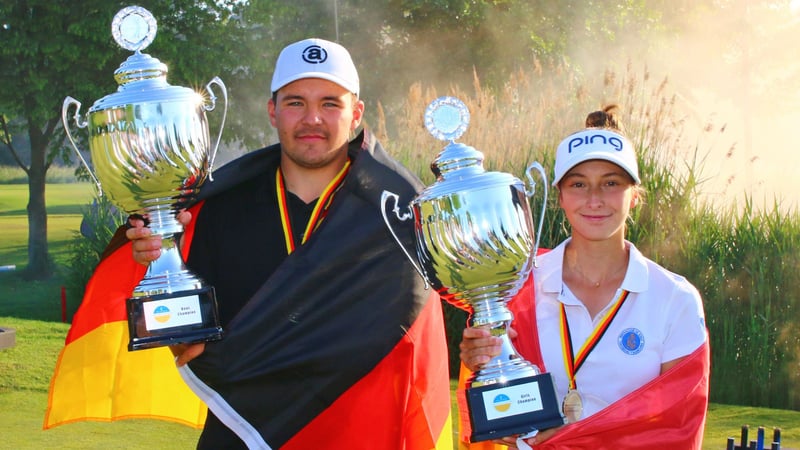 Die Spanierin Rocio Tejedo und Tim Wiedemeyer aus dem Junior Team Germany gewinnen die German Boys & Girls Open 2023 in St. Leon-Rot. (Foto: DGV/stebl)