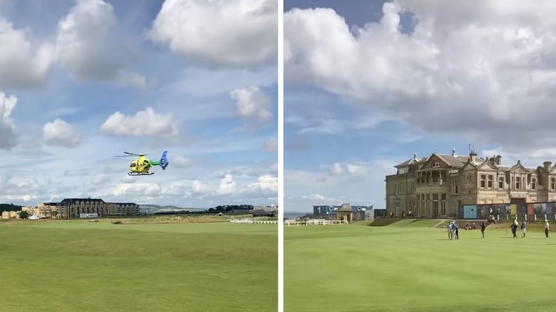 Rettungshubschrauber in St. Andrews. (Foto: Twitter.com/@Golfescocia)