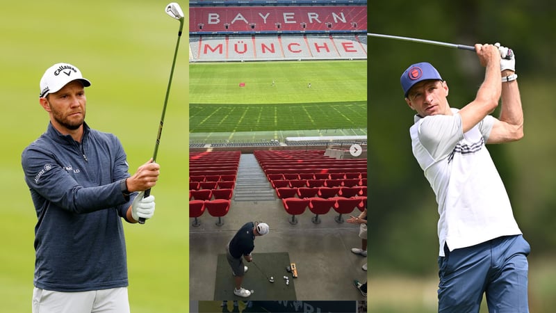 Thomas Müller und Max Kieffer im Eins-gegen-Eins in der Allianz Arena. (Fotos: Getty und Instagram.com/@esmuellert)