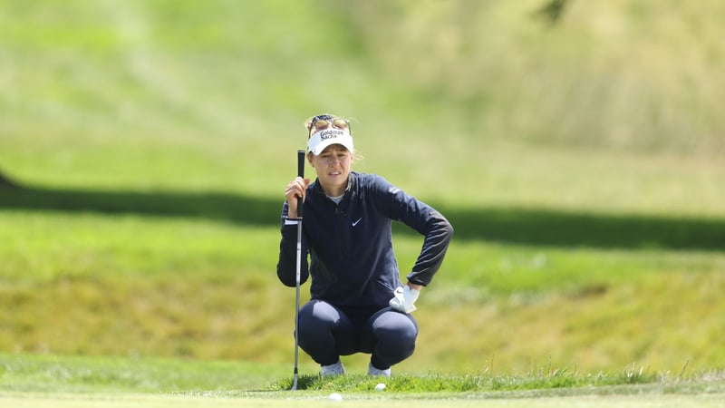 Das Wetter verlangt Nelly Korda volle Konzentration ab. (Foto: Getty)