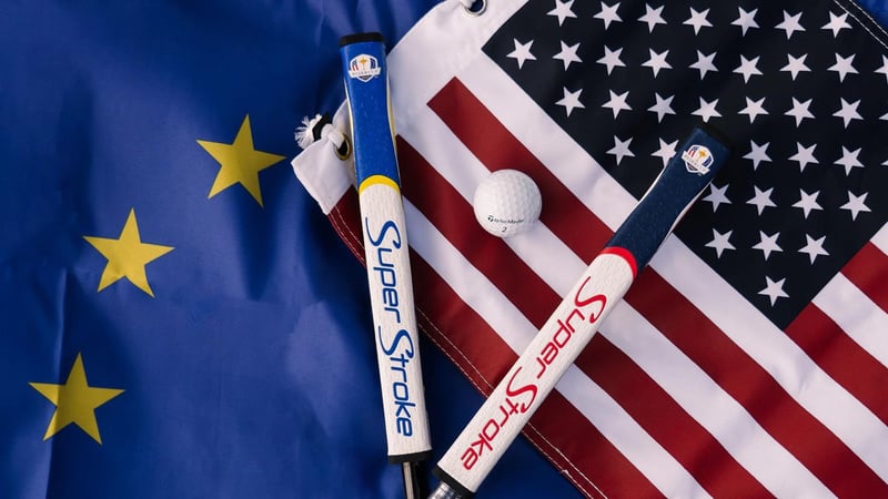 Die Ryder Cup Edition der SuperStroke Puttergriffe im Team Europe und Team USA Design. (Foto: SuperStroke)