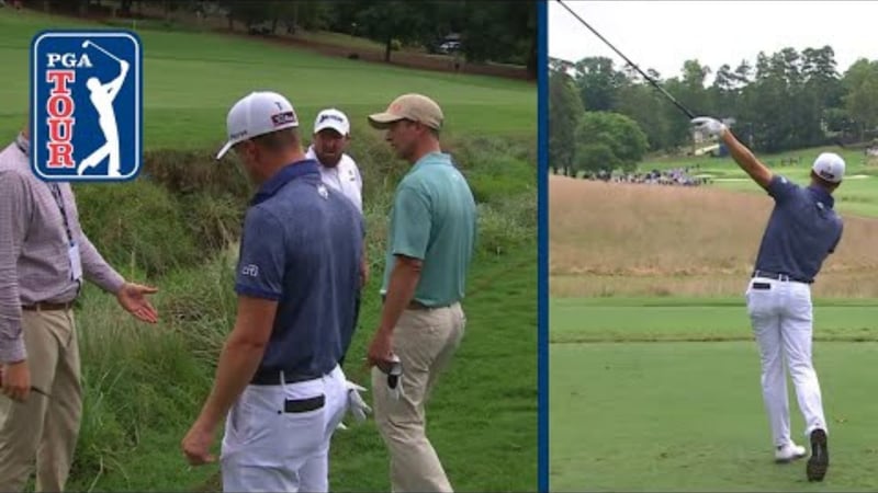 Justin Thomas, Adam Scott und Shane Lowry mit bizarrer Diskussion. (Quelle: PGA Tour)