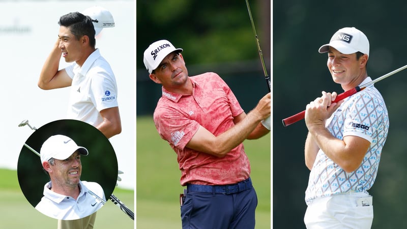 Collin Morikawa, Keegan Bradley und Viktor Hovland (v.l.n.r.) an der Spitze, während Rory McIlroy gegen Schmerzen kämpft. (Foto: Getty)