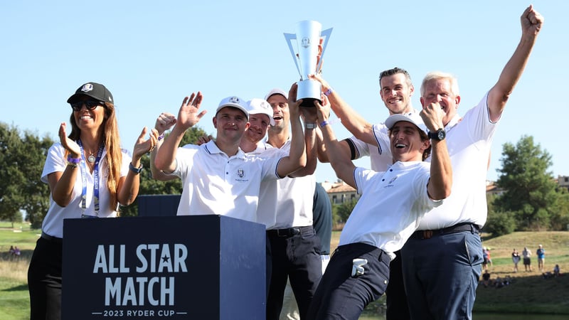 Team Monty rund um Gareth Bale und Novak Djokovic gewinnt das Ryder Cup 2023 All-Star Match. (Foto: Getty)