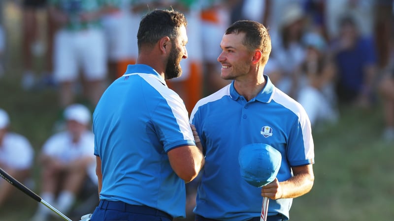 Jon Rahm und Nicolai Hojgaard nach ihrer Runde. (Foto: Getty)