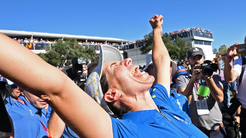 Team Europa gewinnt nach dem Putt von Carlota Ciganda an der 17 den Solheim Cup 2023. (Foto:Getty)