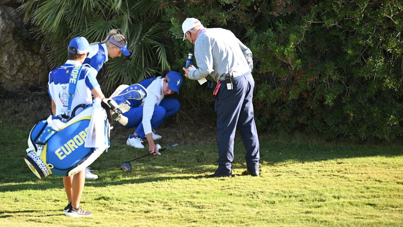 Carlota Ciganda nahm beim Solheim Cup 2023 einen Drop in Anspruch. (Foto: Getty)