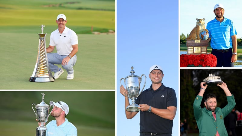 Rory McIlroy, Wyndham Clark, Viktor Hovland, Scottie Scheffler und Jon Rahm stehen zur Wahl für den Player of the Year Award. (Quelle: Getty)