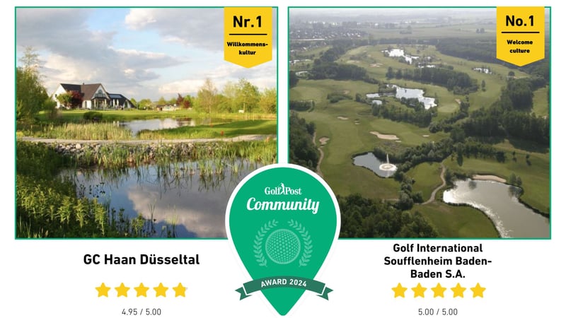 Der GC Haan Düsseltal un der Golf International Soufflenheim Baden-Baden S.A. sind die Gewinner des Community Awards in der Kategorie Willkommenskultur. (Quelle: Golf Post)