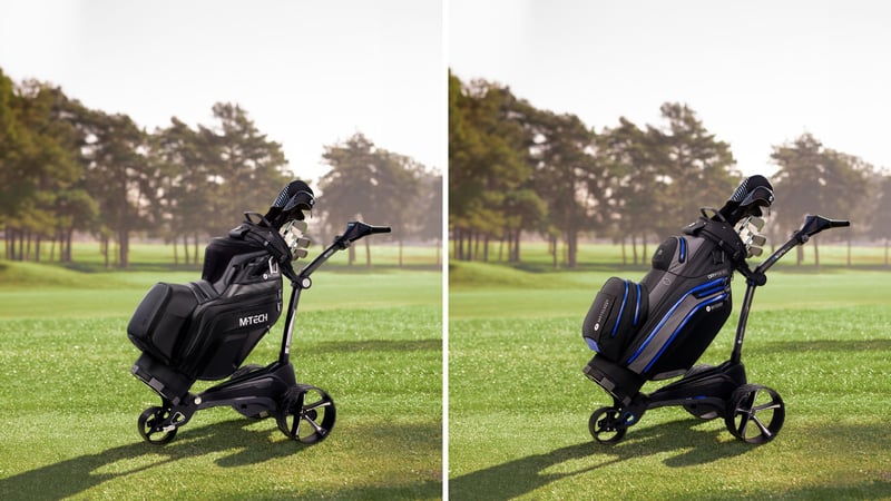 Der M-TECH (l) und der M5 GPS (r) der neuen M-Serie von Motocaddy. (Fotos: Motocaddy)